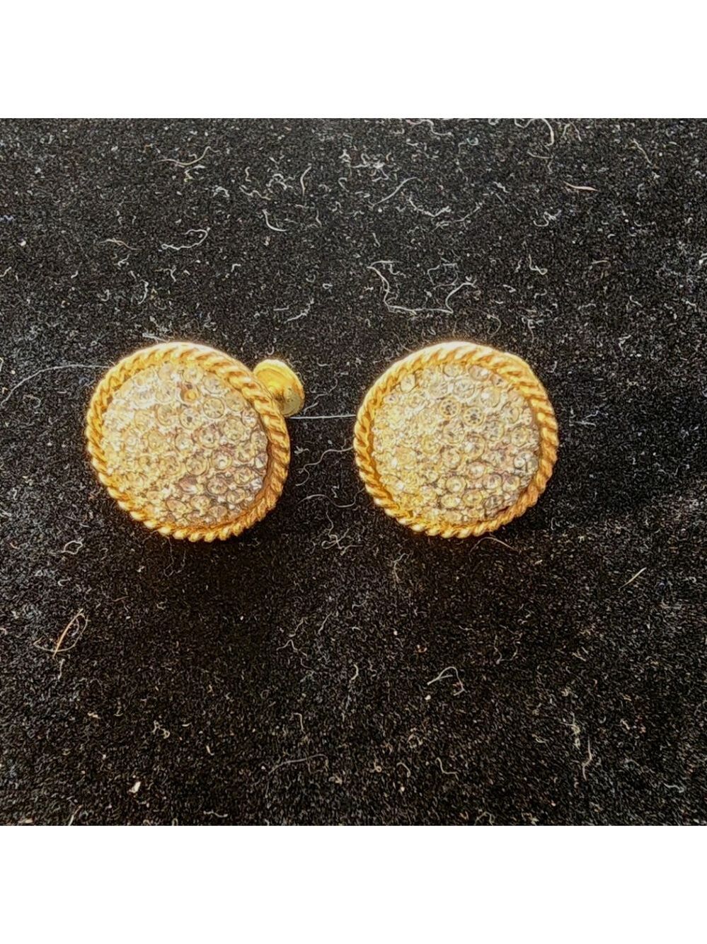 Vintage Marvella Gold-Tone Crystal Pave Clip-On Earrings